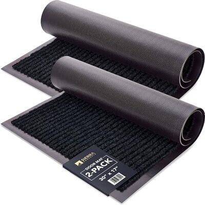 Sierra Concepts 2-pack ytterdörrmatta ribbad svart – inomhus utomhus golv dörrmatta matta entré välkomstmattor – entréskoskrapa, entré utanför garage trafik verktyg veranda, 76 cm x 43 cm Sierra Concepts 2-pack ytterdörrmatta ribbad svart – inomhus utomhus golv dörrmatta matta entré välkomstmattor – entréskoskrapa, entré utanför garage trafik verktyg veranda, 76 cm x 43 cm