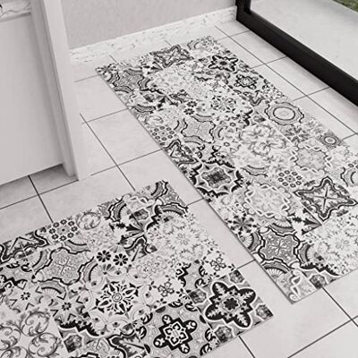 PETTI Artigiani Italiani Köksmatta, tvättbar halkfri köksmatta, köksmatta, kökslöpare, kökslöpare, 52 x 180 cm, svart Vietri Design, 100% tillverkad i Italien PETTI Artigiani Italiani Köksmatta, tvättbar halkfri köksmatta, köksmatta, kökslöpare, kökslöpare, 52 x 180 cm, svart Vietri Design, 100% tillverkad i Italien