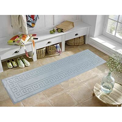 Serdim Rugs Halkskydd tvättbar grekisk nyckeldesign kök och hall löpare dörrmattor, mörkgrå, 60 x 220 cm Serdim Rugs Halkskydd tvättbar grekisk nyckeldesign kök och hall löpare dörrmattor, mörkgrå, 60 x 220 cm