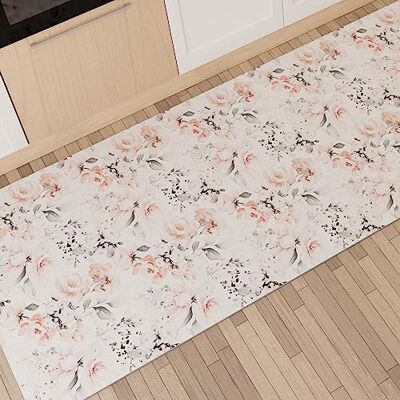 PETTI Artigiani Italiani Köksmatta löpare kök halkfri och tvättbar 52 x 80 cm blommönster 17 vit 100% tillverkad i Italien PETTI Artigiani Italiani Köksmatta löpare kök halkfri och tvättbar 52 x 80 cm blommönster 17 vit 100% tillverkad i Italien