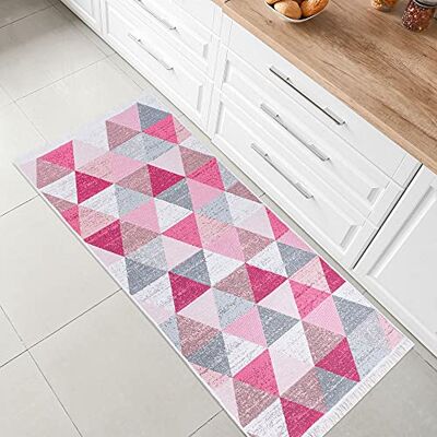 Jimri Fashion4Home Matta med kort lugg – boho kilim matta, vardagsrumsmatta, sovrum och köksmatta, matta, löpare, hallmatta, barnrumsmatta rutig ljusrosa, hälsningar, 60 x 90 cm Jimri Fashion4Home Matta med kort lugg – boho kilim matta, vardagsrumsmatta, sovrum och köksmatta, matta, löpare, hallmatta, barnrumsmatta rutig ljusrosa, hälsningar, 60 x 90 cm