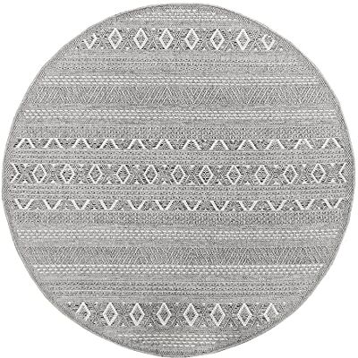 Mias Teppiche Mia's mattor Adora – modern matta, boho-stil, lämplig för inomhus- och utomhusbruk, särskilt platt, perfekt för kök och matsal men också för balkong eller terrass, design 1, 95–grå, 160 cm rund Mias Teppiche Mia's mattor Adora – modern matta, boho-stil, lämplig för inomhus- och utomhusbruk, särskilt platt, perfekt för kök och matsal men också för balkong eller terrass, design 1, 95–grå, 160 cm rund