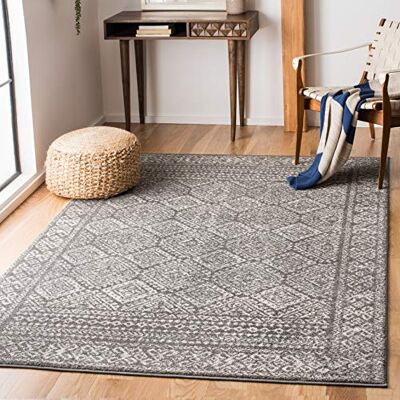 SAFAVIEH Tulum kollektion TUL264F matta Marockansk 4' x 6' Dark Grey/Ivory SAFAVIEH Tulum kollektion TUL264F matta Marockansk 4' x 6' Dark Grey/Ivory