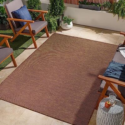 Jimri inomhus- och utomhusmatta – väderbeständig matta för balkong, terrass, trädgård, vardagsrum, kök – hållbar golvmatta, motstår UV-strålar och vatten – storlek 120 x 160 cm, brun brungrå Jimri inomhus- och utomhusmatta – väderbeständig matta för balkong, terrass, trädgård, vardagsrum, kök – hållbar golvmatta, motstår UV-strålar och vatten – storlek 120 x 160 cm, brun brungrå
