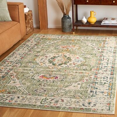 Safavieh Boho matta för vardagsrum, matsal, sovrum Madison Collection, kort lugg, salvia och elfenben, 160 x 229 cm Safavieh Boho matta för vardagsrum, matsal, sovrum Madison Collection, kort lugg, salvia och elfenben, 160 x 229 cm