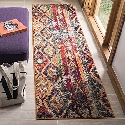 Safavieh Boho matta för vardagsrum, matsal, sovrum – Monaco Collection, kort lugg, lila och orange, 80 x 180 cm Safavieh Boho matta för vardagsrum, matsal, sovrum – Monaco Collection, kort lugg, lila och orange, 80 x 180 cm
