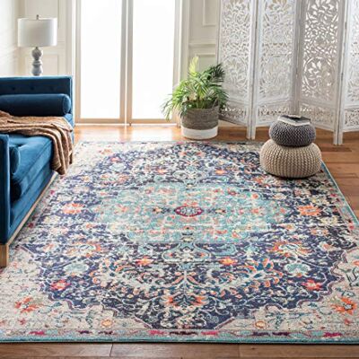 Safavieh Maia area matta, vävd polypropylenmatta i svart/grönblå, 90 x 150 cm Safavieh Maia area matta, vävd polypropylenmatta i svart/grönblå, 90 x 150 cm