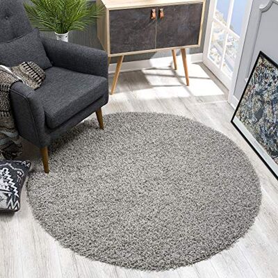SANAT matta rund – ljusgrå hög lugg, lång lugg, moderna mattor för vardagsrum, sovrum, matsal eller barnrum, storlek: 80 x 80 cm SANAT matta rund – ljusgrå hög lugg, lång lugg, moderna mattor för vardagsrum, sovrum, matsal eller barnrum, storlek: 80 x 80 cm