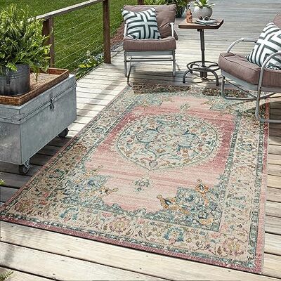 Mias Teppiche Mia's mattor Bliss robust utomhusmatta, modern design, väderbeständig och UV-beständig, för balkong, terrass och vinterträdgård, men också lämpliga för kök eller matsal i rosa, 120 x 170 cm Mias Teppiche Mia's mattor Bliss robust utomhusmatta, modern design, väderbeständig och UV-beständig, för balkong, terrass och vinterträdgård, men också lämpliga för kök eller matsal i rosa, 120 x 170 cm