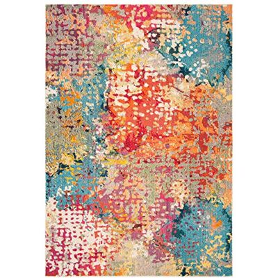 Safavieh Boho-matta för vardagsrum, matsal, sovrum, Madison-kollektion, kort lugg, i elfenben och multi, 91 x 91 cm Safavieh Boho-matta för vardagsrum, matsal, sovrum, Madison-kollektion, kort lugg, i elfenben och multi, 91 x 91 cm