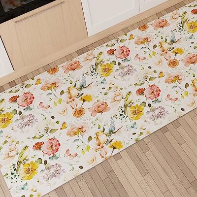 PETTI Artigiani Italiani Köksmatta löpare kök halkfri och tvättbar 52 x 80 cm blomdesign 06 100% tillverkad i Italien PETTI Artigiani Italiani Köksmatta löpare kök halkfri och tvättbar 52 x 80 cm blomdesign 06 100% tillverkad i Italien