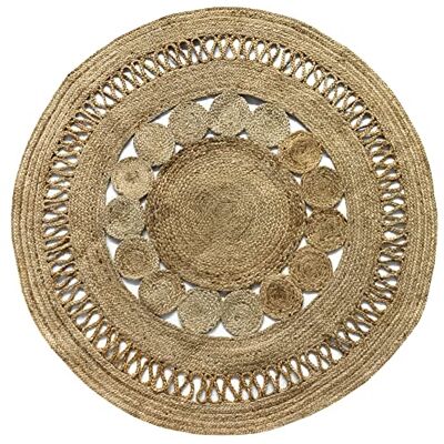 HAMID Jute Matta Runda, Dekorativ Matta Nazari Naturlig Färg, 100% Naturlig Jute Fiber, Mjuk Matta och Styrka, Handvävd, Vardagsrumsmatta i Jute, Sovrum, Hall Matta, (150x150 cm) HAMID Jute Matta Runda, Dekorativ Matta Nazari Naturlig Färg, 100% Naturlig Jute Fiber, Mjuk Matta och Styrka, Handvävd, Vardagsrumsmatta i Jute, Sovrum, Hall Matta, (150x150 cm)