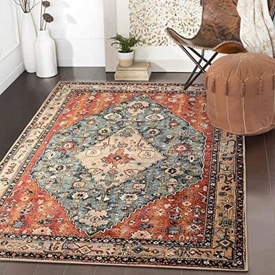 Lahome Boho Tribal Area Rug 3x5 Persian Distressed Entry Throw Rug Bohemian Faux Wool Indoor Accent Rug Non-Slip Washable Low-Pile Carpet for Entrance Living Room Bedroom Dining Table Lahome Boho Tribal Area Rug 3x5 Persian Distressed Entry Throw Rug Bohemian Faux Wool Indoor Accent Rug Non-Slip Washable Low-Pile Carpet for Entrance Living Room Bedroom Dining Table