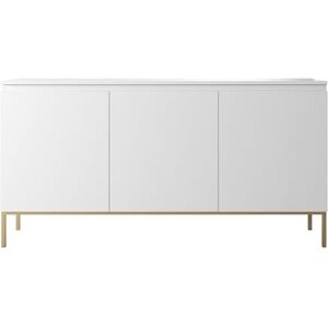 Selsey Byrå skåp med 3 dörrar 77 x 150 cm på gyllene ben förvaringsskåp för sovrum vit bemmi, en storlek Selsey Byrå skåp med 3 dörrar 77 x 150 cm på gyllene ben förvaringsskåp för sovrum vit bemmi, en storlek