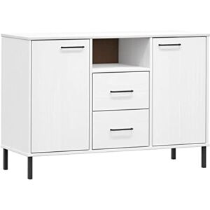 vidaXL Credenza Gambe Metallo Bianco 113x40x77 cm Legno Massele OSLO