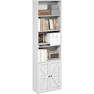 Furinno Jensen bondgård med 6 hyllor, bokhylla, bokhylla med dörrar, vit Furinno Jensen bondgård med 6 hyllor, bokhylla, bokhylla med dörrar, vit