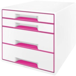 Leitz WOW Skrivbordsbyrå, 4 lådor, A4, inkl. markeringspenna och avdelare, rosa metallic, 52132023 Leitz WOW Skrivbordsbyrå, 4 lådor, A4, inkl. markeringspenna och avdelare, rosa metallic, 52132023