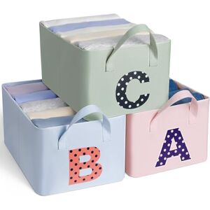 Cozary Förvaringsbox tyg stor 40 x 30 x 19 cm set om 3, ABC-förvaringskorg med handtag, 23 l vikbar tyglåda med metallram, förvaringslåda för barn för leksaker och kläder, Oxford-tyg Cozary Förvaringsbox tyg stor 40 x 30 x 19 cm set om 3, ABC-förvaringskorg med handtag, 23 l vikbar tyglåda med metallram, förvaringslåda för barn för leksaker och kläder, Oxford-tyg