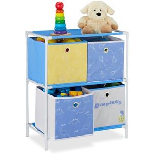 Relaxdays Barnhylla, 4 lådor, pojkar och flickor, dinosauriedesign, hylla barnrum, leksak, HBT 62 x 53 x 30 cm, färgglad Relaxdays Barnhylla, 4 lådor, pojkar och flickor, dinosauriedesign, hylla barnrum, leksak, HBT 62 x 53 x 30 cm, färgglad