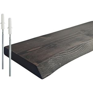 Relaxdays Vägghylla, trädkant, HBT: 3 x 70 x 22 cm, rustik svävande hylla, kök, väggbräda massivt trä, tall, svart Relaxdays Vägghylla, trädkant, HBT: 3 x 70 x 22 cm, rustik svävande hylla, kök, väggbräda massivt trä, tall, svart