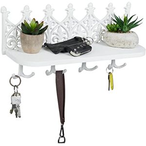 Relaxdays Nyckelbräda med hylla, nyckel vägghållare med 8 krokar, gjutjärn, vintage nyckelbräda hall, vit 8 Haken Relaxdays Nyckelbräda med hylla, nyckel vägghållare med 8 krokar, gjutjärn, vintage nyckelbräda hall, vit 8 Haken
