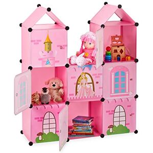 Relaxdays Plugghylla barnrum, prinsesslås, plast, gör-det-själv-skåp med dörrar, HBT: 128 x 110 x 37 cm, rosa Relaxdays Plugghylla barnrum, prinsesslås, plast, gör-det-själv-skåp med dörrar, HBT: 128 x 110 x 37 cm, rosa