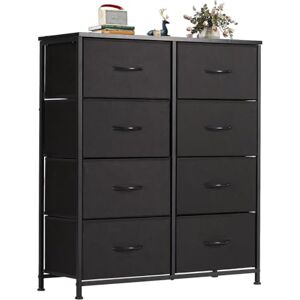 NEWBULIG Byrå med 8 lådor, kistorn med lätt utdragbara tygbehållare, trä ovansida stabil stålram, organisatorisk förvaring för vardagsrum, sovrum, skåp, hall, rost NEWBULIG Byrå med 8 lådor, kistorn med lätt utdragbara tygbehållare, trä ovansida stabil stålram, organisatorisk förvaring för vardagsrum, sovrum, skåp, hall, rost