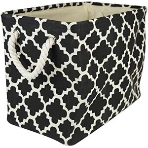 DII Polyesterbehållare med handtag, förvaringskorg med rutmönster, stor, svart DII Polyesterbehållare med handtag, förvaringskorg med rutmönster, stor, svart
