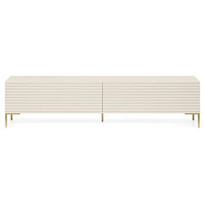 Selsey TV-skåp, bräda, skänk, TV-bord, 140 cm, gyllene ben, gråbeige lammelo Selsey TV-skåp, bräda, skänk, TV-bord, 140 cm, gyllene ben, gråbeige lammelo