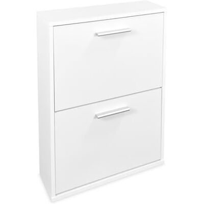 amuéblate online Skohylla, smal skoskåp, alaskmodell, vit färgfinish, trä, 73 cm (H) x 54 cm (B) x 18 cm (våg) amuéblate online Skohylla, smal skoskåp, alaskmodell, vit färgfinish, trä, 73 cm (H) x 54 cm (B) x 18 cm (våg)