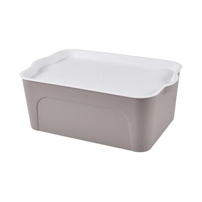 Homéa , Box med lock vit plast 5 L 28 x 18 x h.10,5 cm gråbrun Homéa , Box med lock vit plast 5 L 28 x 18 x h.10,5 cm gråbrun