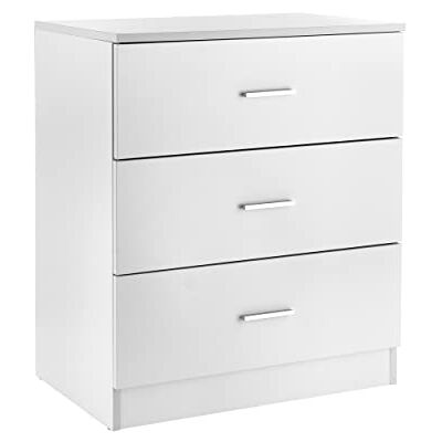 Baroni Home Byrå 3 lådor i förädlad, Sovrum eller Vardagsrum, Modern Skåp Vit 60x40x70 cm Baroni Home Byrå 3 lådor i förädlad, Sovrum eller Vardagsrum, Modern Skåp Vit 60x40x70 cm
