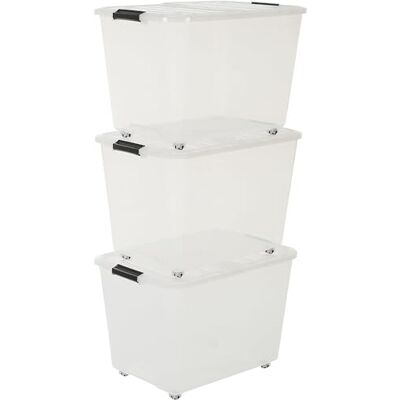 Iris Ohyama - Set med 3 genomskinliga plastförvaringslådor - 60L Iris Ohyama - Set med 3 genomskinliga plastförvaringslådor - 60L