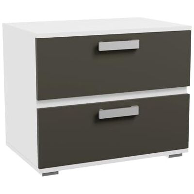 amuéblate online Sängbord i nordisk stil modell Malena med 2 lådor, praktisk och elegant design, vit grafit, mått: 60 cm bredd x 50 cm höjd x 39,6 cm djup amuéblate online Sängbord i nordisk stil modell Malena med 2 lådor, praktisk och elegant design, vit grafit, mått: 60 cm bredd x 50 cm höjd x 39,6 cm djup
