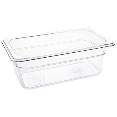 Vogue U237 polykarbonat 1/4 gastronormbehållare, 2,4 L kapacitet, 265 mm L x 162 mm B x 100 mm H, klar Vogue U237 polykarbonat 1/4 gastronormbehållare, 2,4 L kapacitet, 265 mm L x 162 mm B x 100 mm H, klar