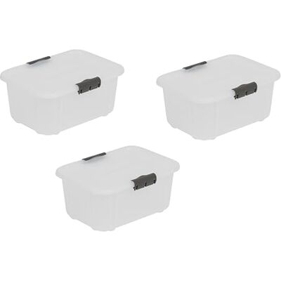 Essential Foods VELUR, universell förvaringsbehållare med lock VELUR, uppsättning av 3, storlek 8 l, BPA-fri plast PP, transparent Essential Foods VELUR, universell förvaringsbehållare med lock VELUR, uppsättning av 3, storlek 8 l, BPA-fri plast PP, transparent