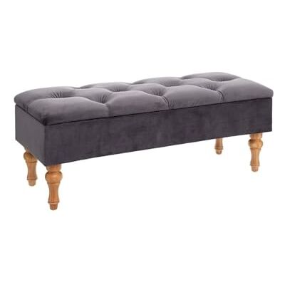 Wintem Grå sammet förvaringsbänk 102 x 38 x 41 cm Tillverkad av slitstarka material är hållbar och platsbesparande perfekt för förvaring av föremål eller kläder i sovrummet eller entrén Wintem Grå sammet förvaringsbänk 102 x 38 x 41 cm Tillverkad av slitstarka material är hållbar och platsbesparande perfekt för förvaring av föremål eller kläder i sovrummet eller entrén