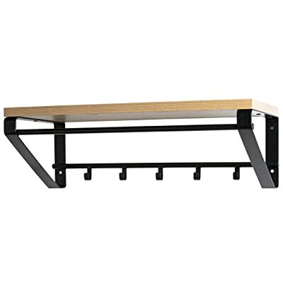 HAKU Väggklädhängare ek, svart, MDF, metall Storlek: B 70 cm x H 23 cm x D 30 cm, Stil: Modern HAKU Väggklädhängare ek, svart, MDF, metall Storlek: B 70 cm x H 23 cm x D 30 cm, Stil: Modern