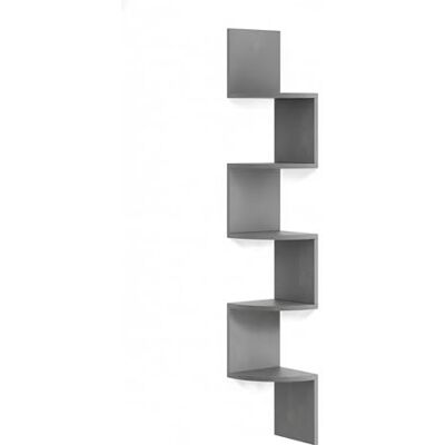 Relaxdays Hörnhylla, H x B x D: 125 x 20 x 20 cm, 5 våningar, MDF, sicksackdesign, vägghylla hörn, hängande bokhylla, grå Relaxdays Hörnhylla, H x B x D: 125 x 20 x 20 cm, 5 våningar, MDF, sicksackdesign, vägghylla hörn, hängande bokhylla, grå