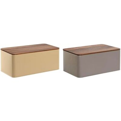 Home ESPRIT Panera Beige Grå Metall Acacia 33 x 18 x 12 cm (2 enheter) Home ESPRIT Panera Beige Grå Metall Acacia 33 x 18 x 12 cm (2 enheter)