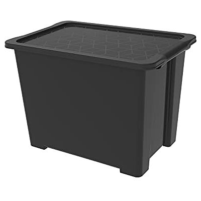 Rotho Evo Easy förvaringslåda 65 l med lock, plast (PP återvunnen), svart, 65 l (58,5 x 39,0 x 41,2 cm) Rotho Evo Easy förvaringslåda 65 l med lock, plast (PP återvunnen), svart, 65 l (58,5 x 39,0 x 41,2 cm)