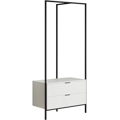 trendteam smart living – Jody – garderobställ med 2 praktiska lådor – vit matt/svart – kompakt klädställ – (B x H x D) 85 x 190 x 47 cm – fristående garderob med metallram trendteam smart living – Jody – garderobställ med 2 praktiska lådor – vit matt/svart – kompakt klädställ – (B x H x D) 85 x 190 x 47 cm – fristående garderob med metallram