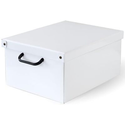 Lavatelli Förvaringslåda med kartonglock för kläder och linne, vit, medelstor, säsongsbyte, perfekt organisatör för vakuumpåsar eller presentförpackning, 42 x 32 x 21 cm Lavatelli Förvaringslåda med kartonglock för kläder och linne, vit, medelstor, säsongsbyte, perfekt organisatör för vakuumpåsar eller presentförpackning, 42 x 32 x 21 cm