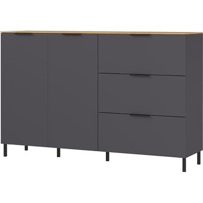 GERMANIA DIE MÖBELMACHER Germania Sideboard 1475–549 GW-California, i grafit/Navarra-ek-Nb., med två dörrar, 151 x 98 x 40 cm (B x H x D) GERMANIA DIE MÖBELMACHER Germania Sideboard 1475–549 GW-California, i grafit/Navarra-ek-Nb., med två dörrar, 151 x 98 x 40 cm (B x H x D)