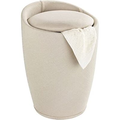 Wenko Badrumspall godis med linne look i beige, polyester, 36 x 36 x 50,5 cm Wenko Badrumspall godis med linne look i beige, polyester, 36 x 36 x 50,5 cm