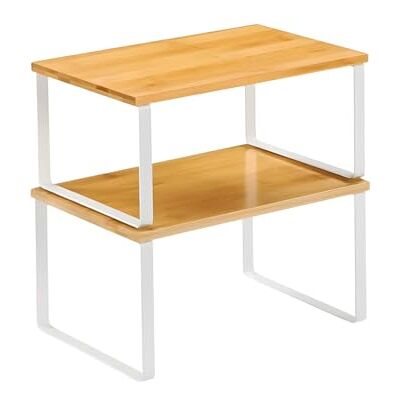 Wintem Set med 2 utrymmesbesparande hyllor i bambu och metall praktisk och enkel montering tack vare det medföljande paketet Kompakt storlek 19,5 x 29,5 x 15,8 cm och 18,5 x 29,7 x 13,7 cm - Wintem Set med 2 utrymmesbesparande hyllor i bambu och metall praktisk och enkel montering tack vare det medföljande paketet Kompakt storlek 19,5 x 29,5 x 15,8 cm och 18,5 x 29,7 x 13,7 cm -