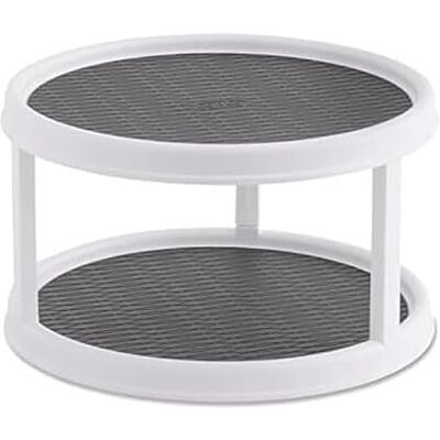 Copco 2555-0187 halkfri 2-nivåer skafferiskåp Lazy Susan skivspelare, 30 cm, vit/grå Copco 2555-0187 halkfri 2-nivåer skafferiskåp Lazy Susan skivspelare, 30 cm, vit/grå