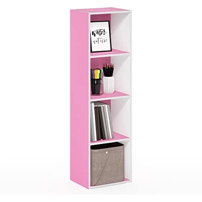 Furinno Pasir 4-nivåer öppen hylla bokhylla, rosa/vit Furinno Pasir 4-nivåer öppen hylla bokhylla, rosa/vit
