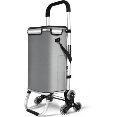 VOUNOT ® Shoppingvagn 6 hjul i aluminium med vattentätt fack vikbar 3-i-1 vikbar shoppingvagn väska grå 58 L VOUNOT ® Shoppingvagn 6 hjul i aluminium med vattentätt fack vikbar 3-i-1 vikbar shoppingvagn väska grå 58 L
