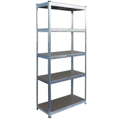 Relaxdays tunglastställ, 5 hyllplan, HxBxD: 180 x 60 x 30 cm, silver upp till 875 kg, källare och garage, lagerställ, stål Relaxdays tunglastställ, 5 hyllplan, HxBxD: 180 x 60 x 30 cm, silver upp till 875 kg, källare och garage, lagerställ, stål